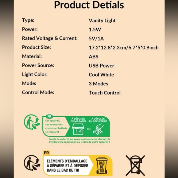 Led Touch Light Mirror - Picture 3 of 5